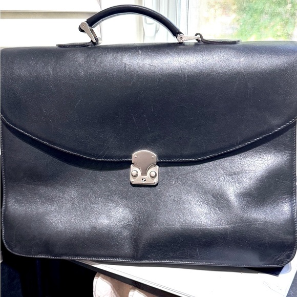 🖤 Exquisite Vintage One Of A Kind ROOTS Black Leather Briefcase or Laptop Bag - Picture 1 of 16